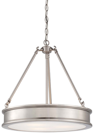 Buy brushed-nickel-with-clear-sandblast-white-paint-glass-and-silver-gray-shade Harbour Point Pendant by Minka-Lavery