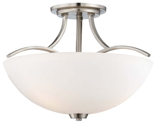 Buy brushed-nickel-with-etched-white-glass-glass-and-opal-shade Overland Park Outdoor (Damp) Semi-Flush Mount Ceiling Light by Minka-Lavery