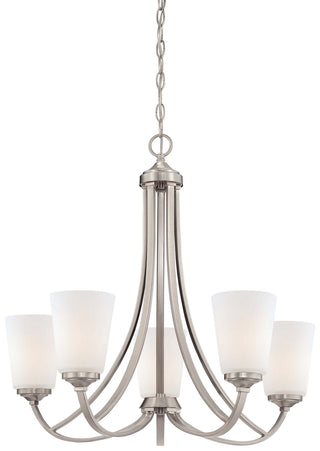 Buy brushed-nickel-with-etched-white-glass-and-opal-shade Overland Park Chandelier by Minka-Lavery