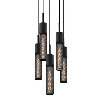 Buy textured-black-with-black-wire-mesh-glass-and-metal-shade Urban Edge Pendant by Sonneman