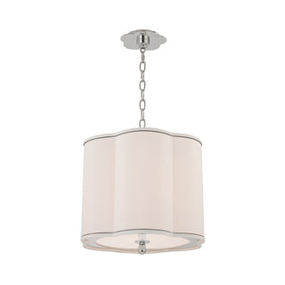 Buy polished-nickel-with-white-with-navy-blue-trim-glass-and-white-shade Sweeny Outdoor (Damp) Pendant by Hudson Valley