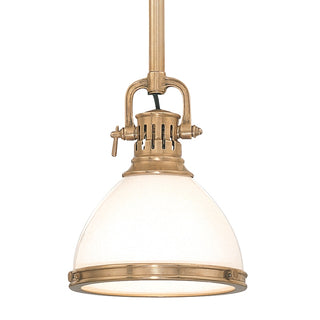Buy aged-brass-with-opal-glossy-glass-and-opal-shade Randolph Outdoor (Damp) Pendant by Hudson Valley