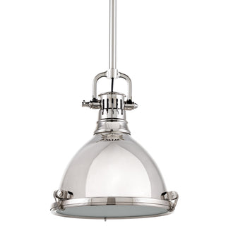 Buy polished-nickel-with-polished-nickel-glass-and-metal-shade Pelham Outdoor (Damp) Pendant by Hudson Valley