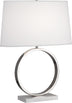 Polished Nickel with Ascot White Fabric Shade Glass and White Shade