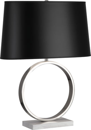 Buy polished-nickel-with-oval-black-painted-opaque-parchment-shade-with-matte-silver-lining-glass-and-black-shade Logan Table Lamp by Robert Abbey