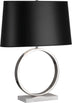 Polished Nickel with Oval Black Painted Opaque Parchment Shade With Matte Silver Lining Glass and Black Shade