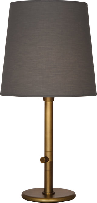 Buy aged-brass-with-smoke-gray-fabric-shade-glass-and-smoke-shade Rico Espinet Buster Chica Table Lamp by Robert Abbey