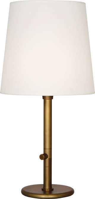 Buy aged-brass-with-fondine-fabric-shade-glass-and-white-shade Rico Espinet Buster Chica Table Lamp by Robert Abbey