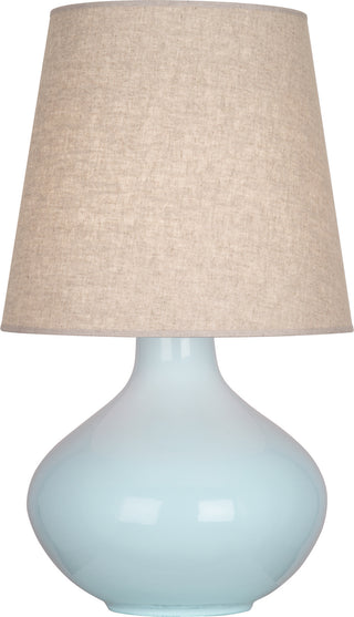 Buy babay-blue-glazed-ceramic-with-buff-linen-shade-glass-and-blue-shade June Table Lamp by Robert Abbey