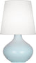 Baby Blue Glazed Ceramic with Oyster Linen Shade Glass and Blue Shade