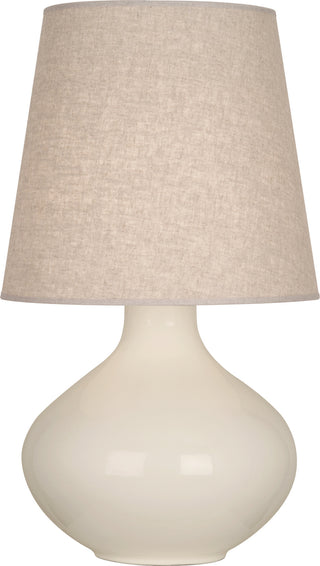 Buy bone-glazed-ceramic-with-buff-linen-shade-glass June Table Lamp by Robert Abbey