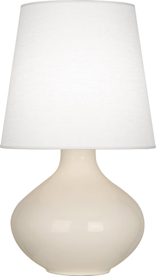 Buy bone-glazed-ceramic-with-oyster-linen-shade-glass June Table Lamp by Robert Abbey
