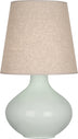 Celadon Glazed Ceramic with Buff Linen Shade Glass and Beige/Tan Shade