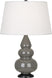 Ash Glazed Ceramic w/Deep Patina Bronzeed with Pearl Dupioni Fabric Shade Glass and White Shade