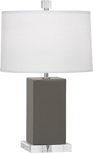 Buy ash-glazed-ceramic-with-oyster-linen-shade-with-self-fabric-top-diffuser-glass-and-white-shade Harvey Table Lamp by Robert Abbey