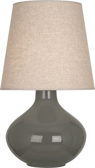 Buy ash-glazed-ceramic-with-buff-linen-shade-glass-and-beige-tan-shade June Table Lamp by Robert Abbey