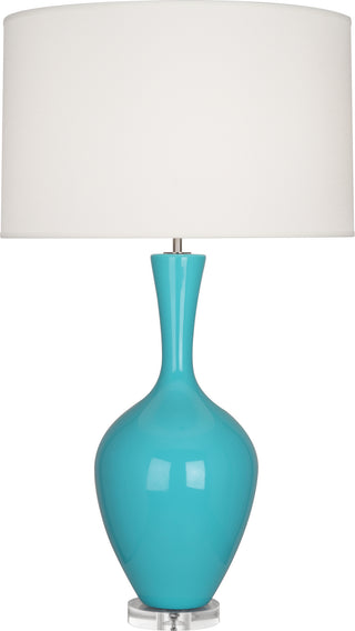 Buy egg-blue-glazed-ceramic Audrey Table Lamp by Robert Abbey