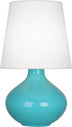 Egg Blue Glazed Ceramic with Oyster Linen Shade Glass and White Shade