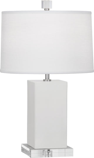 Buy lily-glazed-ceramic-with-oyster-linen-shade-with-self-fabric-top-diffuser-glass Harvey Table Lamp by Robert Abbey