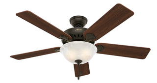Buy new-bronze-finish-with-medium-oak-and-reversible-dark-cherry-blades Pro&#39;s Best Ceiling Fan with Light by Hunter