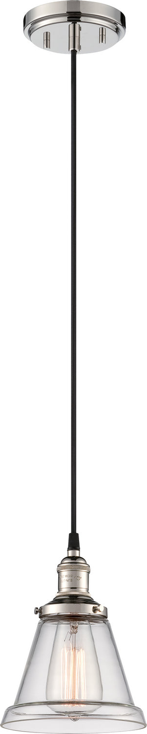 Buy polished-nickel-with-clear-glass-and-clear-shade Vintage Pendant by Nuvo Lighting