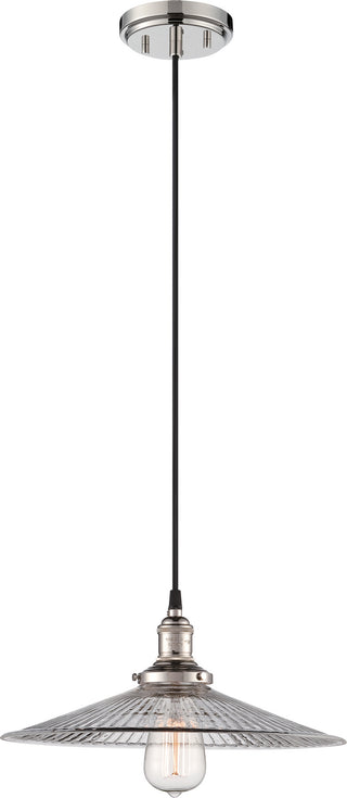 Buy polished-nickel-with-clear-ribbed-glass-and-clear-shade Vintage Pendant by Nuvo Lighting