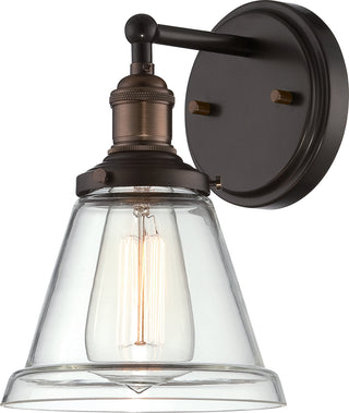 Buy rustic-bronze-with-clear-glass-and-clear-shade Vintage Outdoor (Damp) Sconce by Nuvo Lighting