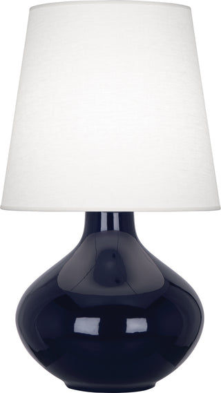 Buy midnight-blue-glazed-ceramic-with-oyster-linen-shade-glass June Table Lamp by Robert Abbey