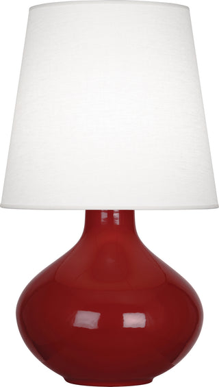 Buy oxblood-glazed-ceramic-with-oyster-linen-shade-glass June Table Lamp by Robert Abbey