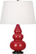 Ruby Red Glazed Ceramic w/Deep Patina Bronzeed with Pearl Dupioni Fabric Shade Glass and White Shade