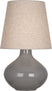 Smoky Taupe Glazed Ceramic with Buff Linen Shade Glass and Beige/Tan Shade