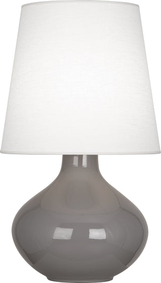 Buy smoky-taupe-glazed-ceramic-with-oyster-linen-shade-glass-and-white-shade June Table Lamp by Robert Abbey