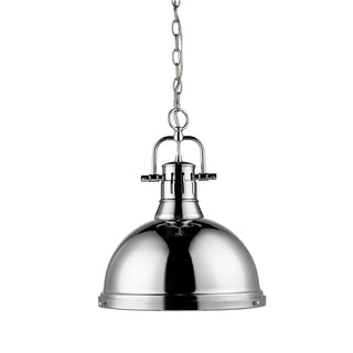Buy chrome-with-chrome-glass-and-metal-shade Duncan Outdoor (Damp) Pendant by Golden