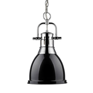Buy chrome-with-black-glass-and-black-shade Duncan Outdoor (Damp) Pendant by Golden