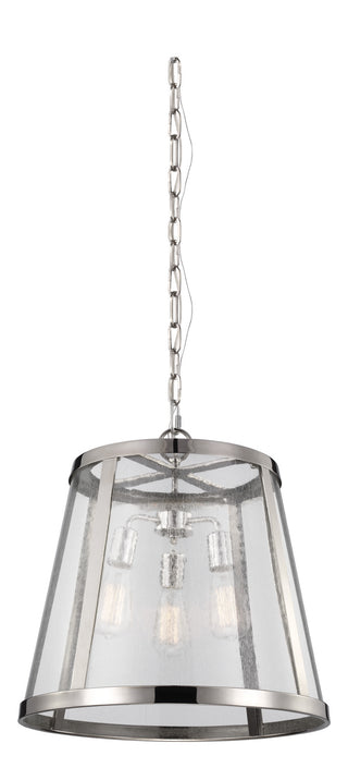Buy polished-nickel-with-clear-seeded-glass-and-clear-shade Harrow Outdoor (Damp) Pendant by Visual Comfort Studio