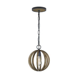 Buy weathered-oak-wood-antique-forged-iron-and-woven-natural-shade Allier Pendant by Visual Comfort Studio
