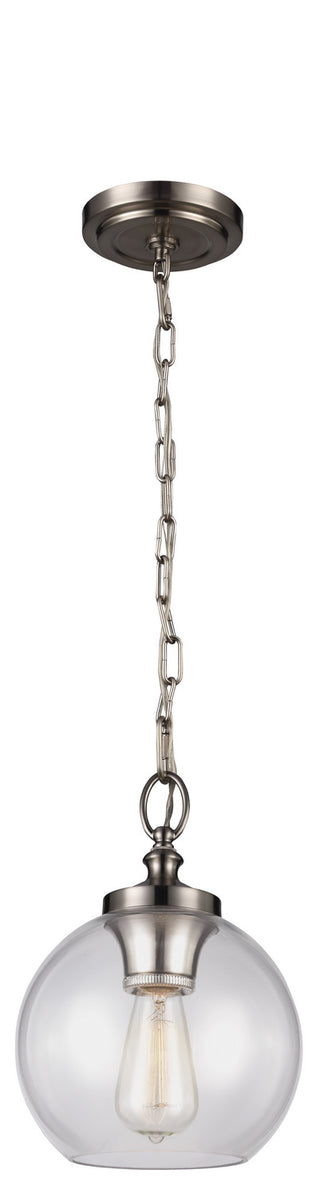 Buy brushed-steel-with-clear-glass-and-clear-shade Tabby Outdoor (Damp) Pendant by Visual Comfort Studio