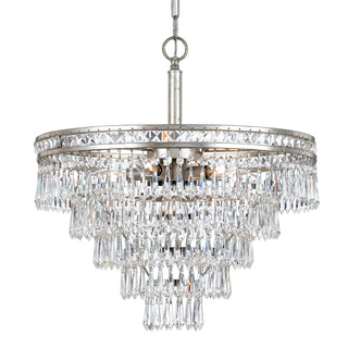 Buy olde-silver-and-clear-shade Mercer Outdoor (Damp) Chandelier by Crystorama