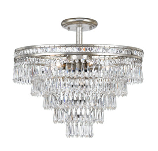 Buy olde-silver-and-clear-shade Mercer Outdoor (Damp) Semi-Flush Mount Ceiling Light by Crystorama