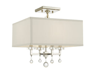 Buy polished-nickel-and-white-shade Paxton Semi-Flush Mount Ceiling Light by Crystorama