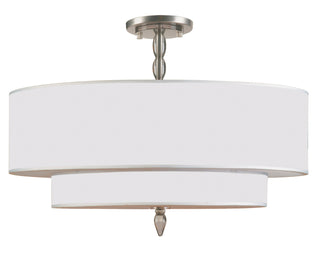 Buy satin-nickel-and-white-shade Luxo Semi-Flush Mount Ceiling Light by Crystorama