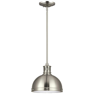 Buy brushed-nickel-with-clear-textured-glass-and-clear-shade Pratt Street Metal Outdoor (Damp) Pendant by Generation Lighting