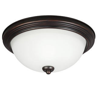 Buy bronze-with-satin-etched-glass-and-white-shade Geary Outdoor (Damp) Flush Mount Ceiling Light by Generation Lighting