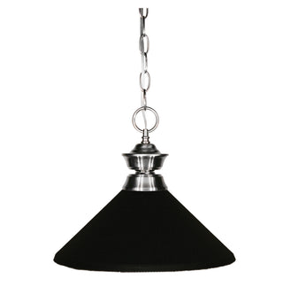 Buy brushed-nickel-with-matte-black-glass-and-black-shade Pendant Lights Pendant by Z-Lite