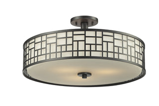 Buy bronze-with-matte-opal-glass-and-opal-shade Elea Semi-Flush Mount Ceiling Light by Z-Lite