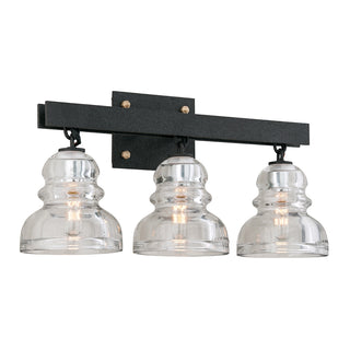 Buy textured-iron-with-clear-glass-and-clear-shade Menlo Park Vanity by Troy Lighting