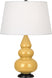 Sunset Yellow Glazed Ceramic w/Deep Patina Bronzeed with Pearl Dupioni Fabric Shade Glass