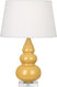 Sunset Yellow Glazed Ceramic w/Lucite with Pearl Dupioni Fabric Shade Glass