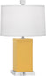 Sunset Yellow Glazed Ceramic with Oyster Linen Shade With Self Fabric Top Diffuser Glass