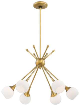 Buy honey-gold-with-etched-white-glass-glass-and-white-shade Pontil Chandelier by George Kovacs